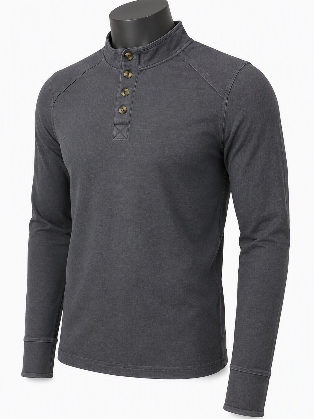 Men's Ecoths Organic Cotton Maddox Henley Sweater Size Medium Gray